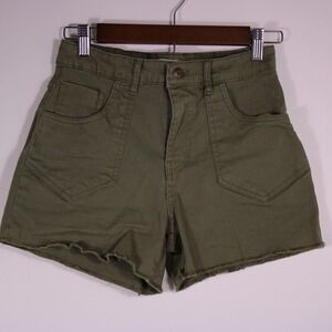 Highway Jeans Shorts Womens Sz 7 Green Olive Stretch Denim, Fits 26x3.5‎